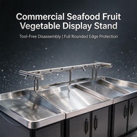 Commerciële zware-duty roestvrijstalen dubbelzijdige food grade 304 supermarkt rek antislip waterdichte modulaire fruitdisplay
