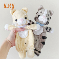 Jouets apaisants en coton amigurumi au crochet, doudou ours, couverture de sécurité pour bébé