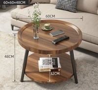 Meuble de rangement multifonctionnel moderne et minimaliste pour salon, table basse circulaire en fer et bois sur pied