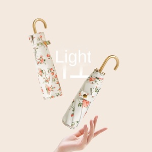 Paraguas de Doble Uso para Sol y Lluvia para Mujer, con Diseño Floral Dorado y Varilla Dorada, Diseño de una Sola Pieza, Gran Venta - Product Image 3