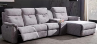 Sofá Reclinable de Cine en Casa de Lujo para Sala de Estar con Consola y Portavasos, Tela de Alta Calidad, 2025