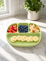 Assiette bébé en silicone compartimentée avec couvercle, motif ours mignon, vaisselle d'apprentissage antidérapante pour tout-petits, qualité alimentaire sans BPA