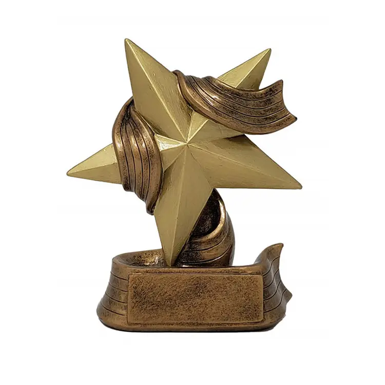 Poliresina/troféus de resina estrelas-dourado estrela award-empregado <span class=keywords><strong>superstar</strong></span> reconhecimento-5 polegadas alta placa gravada