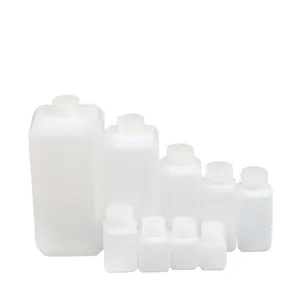 Şeffaf HDPE kare kimyasal plastik biyokimya tıbbi reaktif şişesi özel etiket baskı