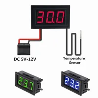Termometer Digital LED, Sensor suhu termostat untuk mobil dalam ruangan luar ruangan stasiun Monitor cuaca akuarium 5V 12V 0.56"