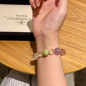 Pulsera de Cuentas de Cristal Multicolor Arcoíris Natural, Unisex, Atrae la Fortuna, Cuarzo Rosa, Amatista, Regalo de Cumpleaños, Regalo Empresarial, Dorado - Product Image 3