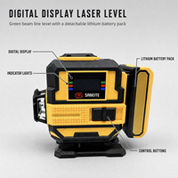Niveau laser vert industriel S59-LG12D, 12 lignes, auto-nivelant, 360°, étanche, batterie au lithium pour la construction