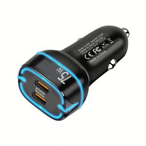 High Quality PD75W Type C <b>Car</b> Charger Fast Charging USB-C-C Dual Charging Ports 2 Devices Charging <b>Car</b> Charger - Product Image 2