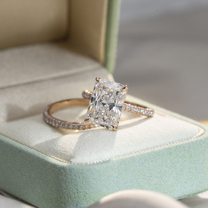 Joyería Messi, Joyería de Oro Personalizada MSR-1664, Anillo de Pareja de Oro Rosa de 18K, Anillo de Diamantes Cultivados en Laboratorio con Corte Radiante de 5.7CT F VS1 - Product Image 2