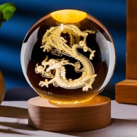 Boule de cristal gravée 3D de 80 mm, imprimée UV, avec dragon, veilleuse, décoration d'intérieur, cadeau de Noël, ange DIY