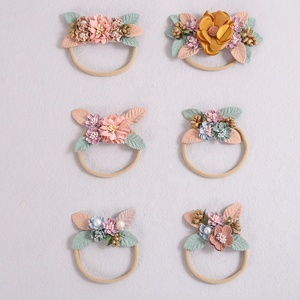 Bandeau en nylon à fleurs pour bébé fille Bandeau élastique doux pour cheveux avec nœud fait main Accessoires pour nouveau-né enfant en bas âge - Product Image 2