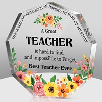 Plaque cadeau pour enseignant en acrylique transparent de haute qualité, impression personnalisée colorée, inscription « Meilleur enseignant de tous les temps » pour la décoration de bureau