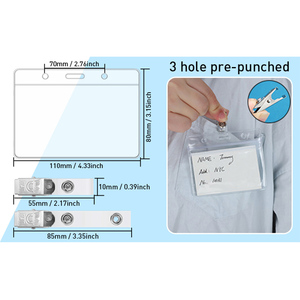 FOSKA Paquete de 100 Porta Identificaciones Médicas Horizontales de Plástico Transparente a Prueba de Agua <span class=keywords><strong>para</strong></span> Conferencias, Convenciones, Oficinas y Escuelas - Product Image 2