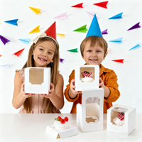 Boîte d'emballage en papier blanc pour pâtisserie et cupcakes sur mesure, qualité alimentaire, pour dessert individuel, pliable, avec fenêtre transparente