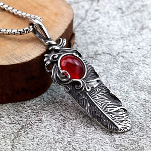 จี้ขนนกสแตนเลสฝังพลอยเครื่องประดับผู้ชายของขวัญเครื่องประดับแฟชั่น - Product Image 4