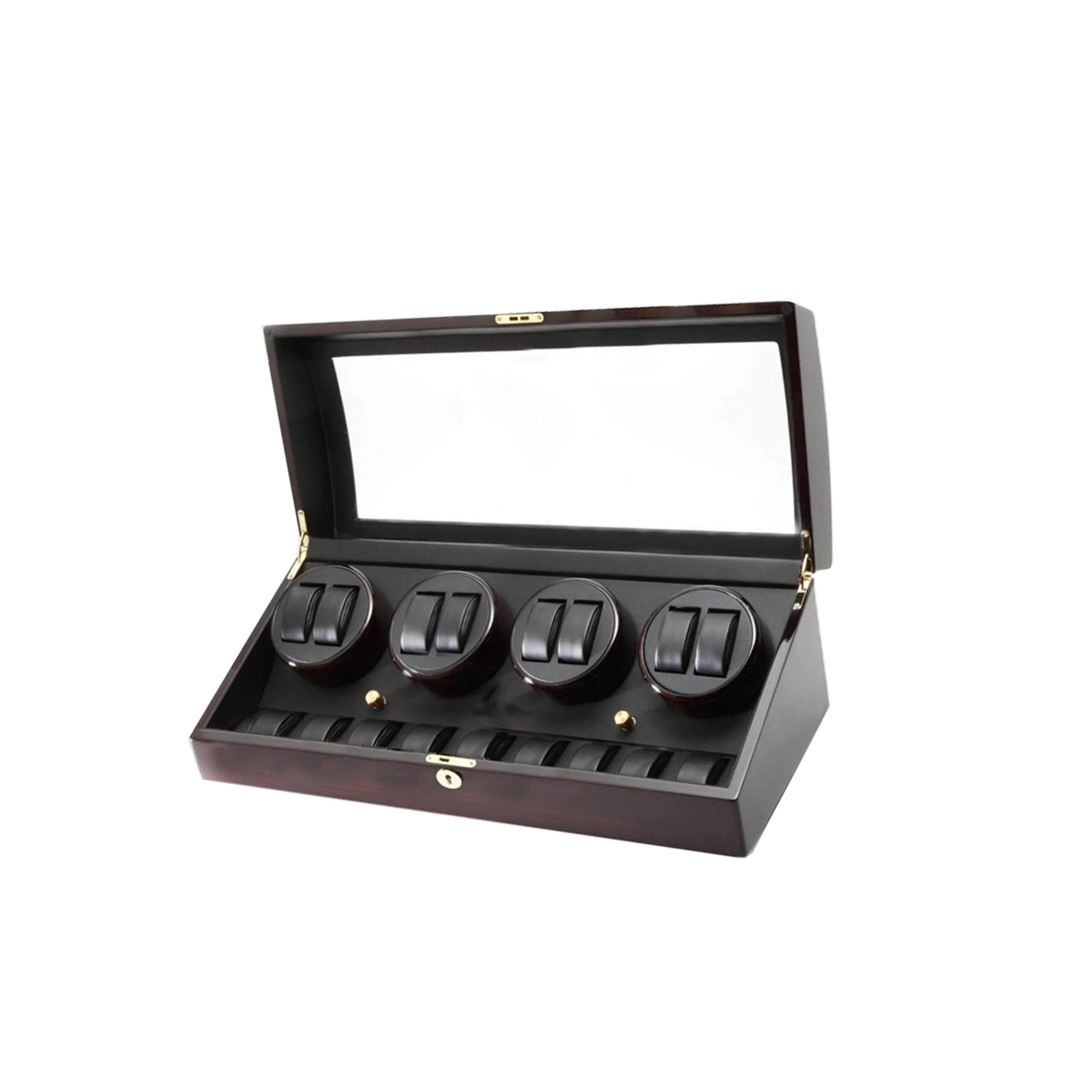 Automatic Rotation Watch Winder Box Mabuchi Motor Black Glossy Lacquer Wooden 8+12 Watch Shaker