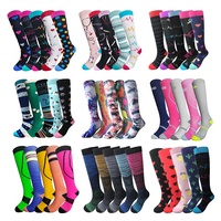 Chaussettes de compression respirantes avec logo personnalisé, genou 15-20 mmhg, cyclisme, fitness, badminton, course à pied, cyclisme, infirmière, football