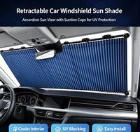 Pare-soleil rétractable pour pare-brise de voiture en feuille de titane argentée et maille PVC avec protection UV et isolation thermique