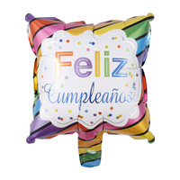 Nouveau ballon en aluminium de 10 pouces Joyeux Anniversaire en espagnol pour ballons de dessin animé en feuille