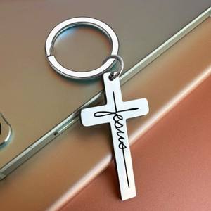 Portachiavi <span class=keywords><strong>Christian</strong></span> portachiavi portachiavi con ciondolo croce crocifisso in acciaio inossidabile per portachiavi portachiavi Punk regalo gioielli - Product Image 1