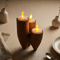 Porte-bougie triple en bois imprimé en 3D avec des bougies LED pour la décoration de la maison, du jardin et de la table