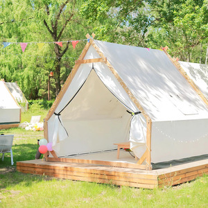Carpa para Eventos y Fiestas Glamping, Blanca, Triangular, con Estructura de Madera, Impermeable, para Tres Estaciones, para Acampar y Comer al Aire Libre - Product Image 1