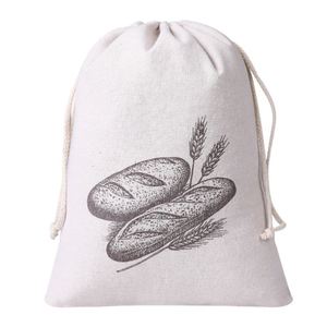 Custom Eco-friendly Recyclable Reusable Food Grade TPU Lining <b>Drawstring</b> Cotton Linen Bread <b>Bag</b> with Custom Logo - Product Image 5
