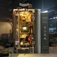 Kit de bricolage pour niche à livres Arsenal en gros, kit de maison miniature à construire soi-même, maison de poupée miniature avec éclairage LED, décoration de serre-livres
