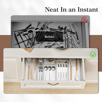 Ensemble de plateaux organisateurs transparents en PET multi-tailles avec base antidérapante pour cuisine, salle de bain, coiffeuse, bureau et rangement de petits objets