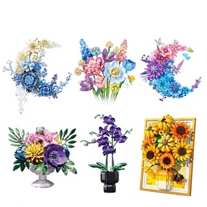 Blocs de construction Moon Flower 900+ pièces, bouquet en forme de croissant, décoration murale, cadeau pour adultes de 8 ans et plus - Product Image 1
