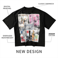 Camiseta Personalizada Estilo Streetwear con Impresión Digital Gráfica DTG de 260gsm para Hombre, Camisa Oversized 100% Algodón