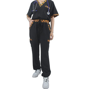 ชุดพยาบาลลายพิมพ์แอฟริกัน ชุดยูนิฟอร์มโรงพยาบาล ชุดสครับแบบกำหนดเอง ชุดสครับทางการแพทย์ - Product Image 2