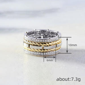 Anello da Uomo T0610 con Cristallo Incrociato, Placcato Oro 18K, Lega di Metallo Prezioso, Incastonatura a Canale, per Uso Quotidiano - Product Image 5