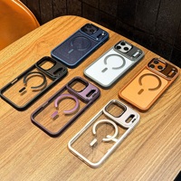 Étui de protection d'objectif en métal de luxe avec support pour iPhone 17 Air 17 16 15 14 Plus 18 13 12 11 Pro Max, compatible avec la recharge magnétique sans fil