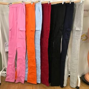 2025 ropa de Otoño Invierno para mujer plisado grueso mujer Flare casual joggers campana inferior a juego estilo cargo trajes pantalones apilados - Product Image 2