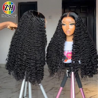 Rambut Manusia Asli HD Transparan 13x4 untuk Wig Lace Frontal, Wig Keriting Lace Front untuk Wanita Kulit Hitam