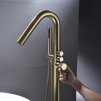 Robinet de bain à montage au sol salle de bain mélangeur d'eau chaude et froide robinet de baignoire de douche à main sur pied