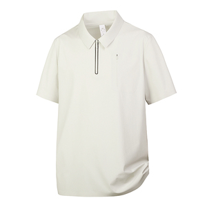 Polo d'affaires pour homme à séchage rapide, en nylon haute élasticité sans couture avec revers en soie glacée, motif uni, manches courtes - Product Image 2