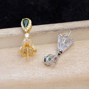 Base de Plata S925 para Abalorios, Bandeja Vacía JG5994, 10-12mm, Circonita Verde, Perla, Accesorios para Joyería, Componentes para DIY - Product Image 3