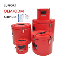Ember Makanan & Minuman Terisolasi Merah 10L-60L dengan Pegangan Kunci Pengunci, Wadah Penyimpanan Termal untuk Susu, Teh, Sup, Panas & Dingin