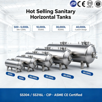 Tanque de Almacenamiento Sanitario Horizontal de 500-30000L, Acero Inoxidable SS316L Electrolijado, Grado Cosmético, Líquido, ASME CE, de Fábrica
