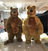 Efun quantité minimale de commande 1 PCS Costume Cosplay Ours Géant Gonflable à Fourrure Ours Brun Peluche Halloween Costumes Cosplay Mascotte Adulte Fursuit