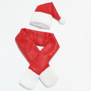 Ensemble chapeau et écharpe de Père Noël pour bouteilles de vin, décoration de Noël non tissée - Product Image 2