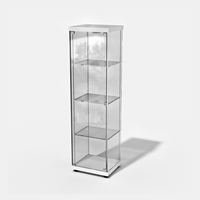 Vitrina de Vidrio con Iluminación LED, 4 Estantes, Exhibidor Transparente para Copas de Vino y Almacenamiento para Bar en Casa