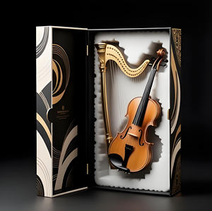 Caja de Exhibición para Arpa de Lujo con Interior de Terciopelo y Embalaje de Regalo con Estampado Dorado, Ideal para Entusiastas de la Música - Product Image 2