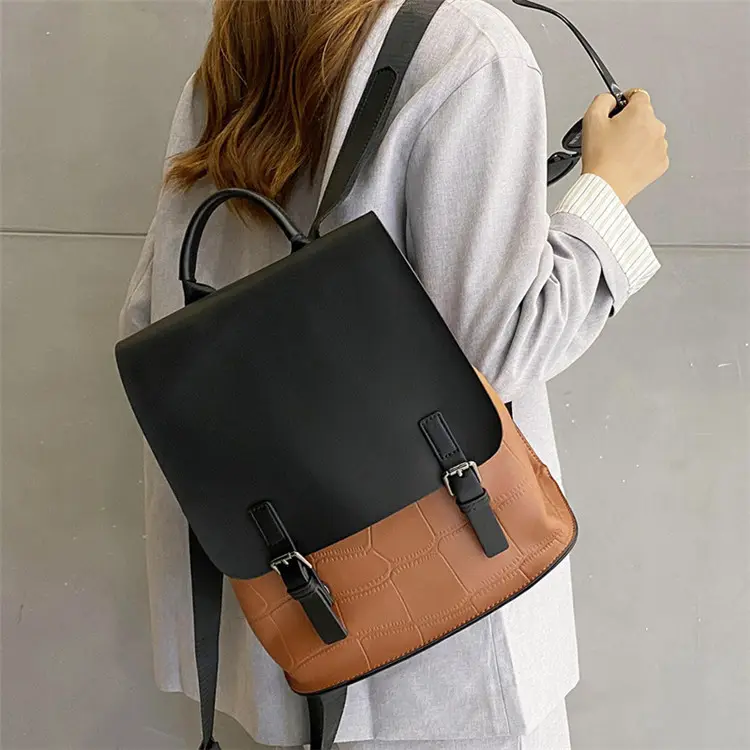 Fashion day design travelling leather backpack for woman students college girls 1 piece min order