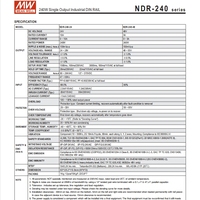 MeanWell NDR-240-48 48V 5A haute efficacité pour système de contrôle industriel NDR-240-24 d'alimentation à découpage sur rail DIN