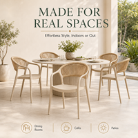 Chaise de salle à manger moderne nordique minimaliste en PP avec accoudoirs et dossier en PU, idéale pour les intérieurs/extérieurs, balcons, cours et mobilier de maison