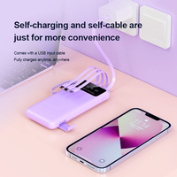 Banque d'alimentation portable avec 4 câbles intégrés, 10000mAh, 22.5W, double USB, charge rapide, pour iPhone 15