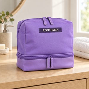 Trousse de Toilette Double Couche en Nylon Lavande 21x8x21cm avec Compartiment Inférieur et Double Fermeture Éclair, Sac de Voyage pour Articles de Toilette, Logo Personnalisé OEM ODM Faible MOQ - Product Image 5